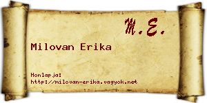 Milovan Erika névjegykártya